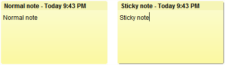 Normal note vs Sticky note UI