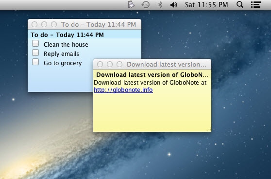 GloboNote in Mac OS