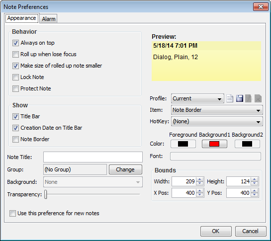 GloboNote Note's Preferences