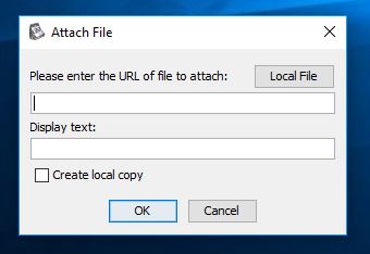 screenshot of attach file window