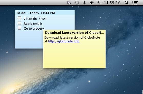 GloboNote in Mac OS
